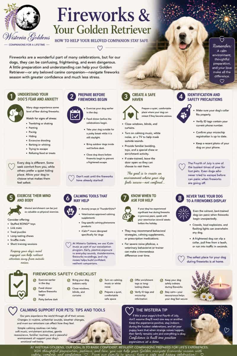 Fireworks and Your Golden Retriever (and All Dogs) How to Help Your Beloved Companion Stay Safe, Calm, and Confident